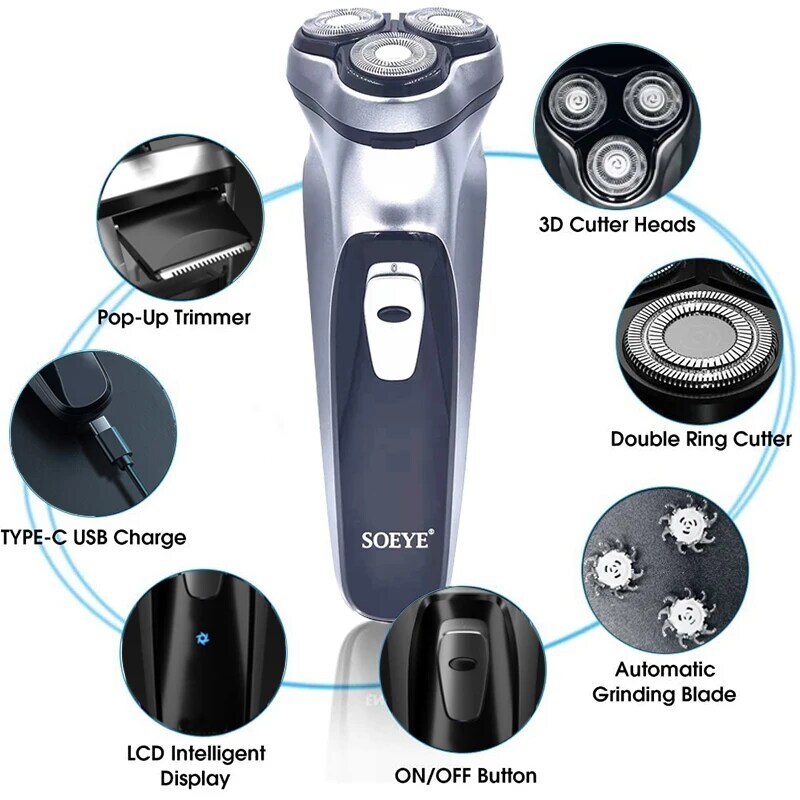 AfAfeitadora eléctrica Xiaomi para hombres, cortadora de cabello, maquinilla de afeitar, cortadora de barba, cortadora de afeitar para hombres, cortadora de cabello, depiladora facial: de Xiaomi Youpin