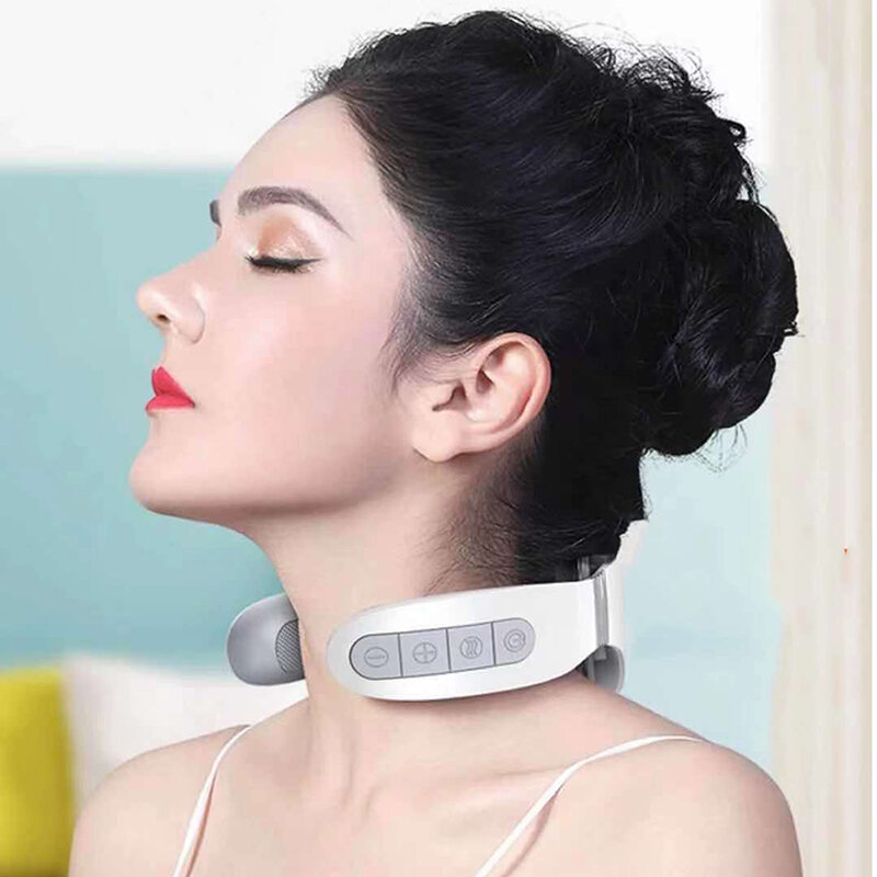 Masajeador de cuello inalámbrico inteligente, instrumento para aliviar la columna vertebral, 6 cabezales, masaje preciso y relajación profunda