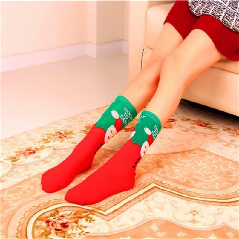 1 Pair Women Christmas socks Casual Cartoon winter long socks Funny Xmas Santa Claus Tree Snowflake Elk Snow Cotton socks