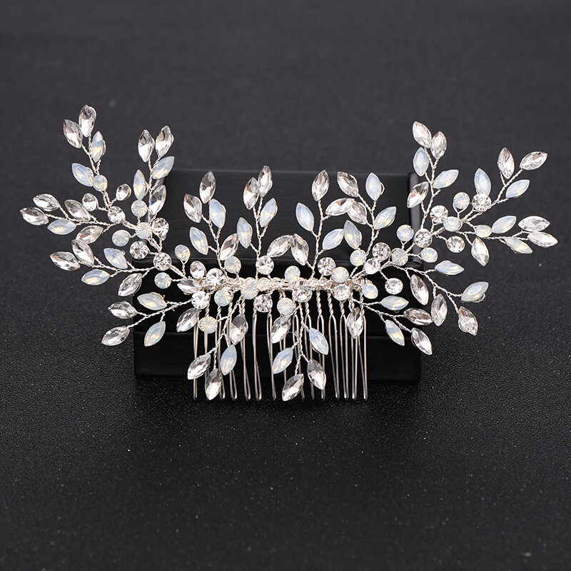 Silber Farbe Perle Kristall Hochzeit Haar Kämme Haar Zubehör für Braut Blume Kopfschmuck Frauen Braut Haar ornamente Schmuck