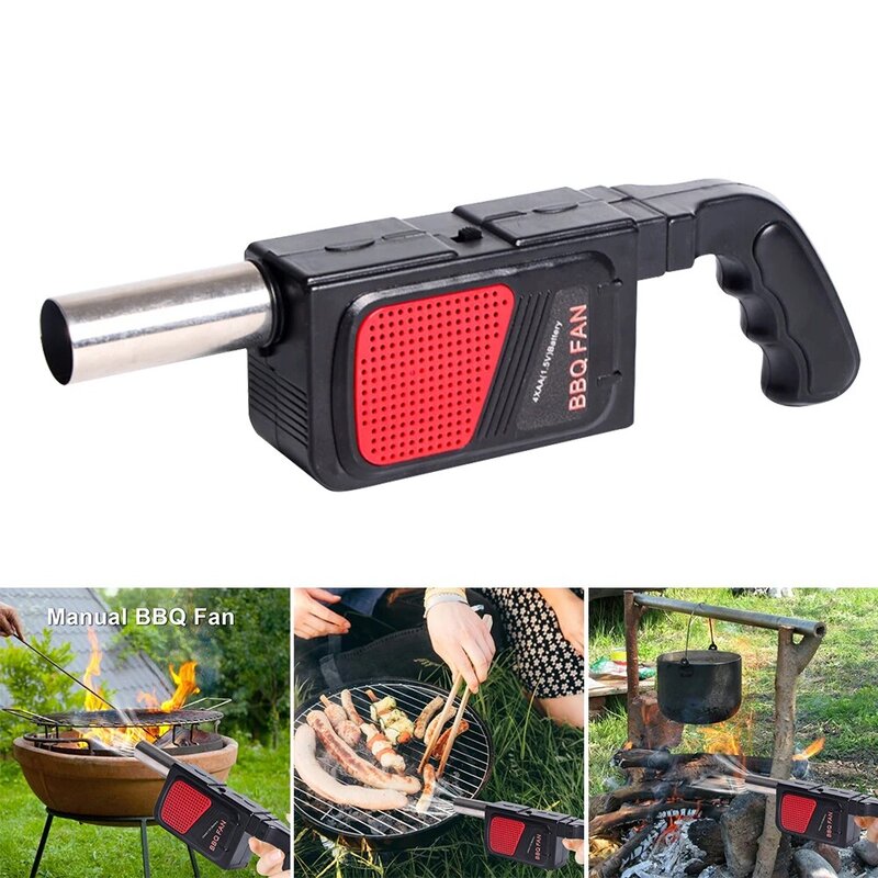 BBQ Electric Handheld Fan Air Blower for Barbecue Fire Bellows Outdoor Camping Picnic Grill Cooking Tool Without Battery