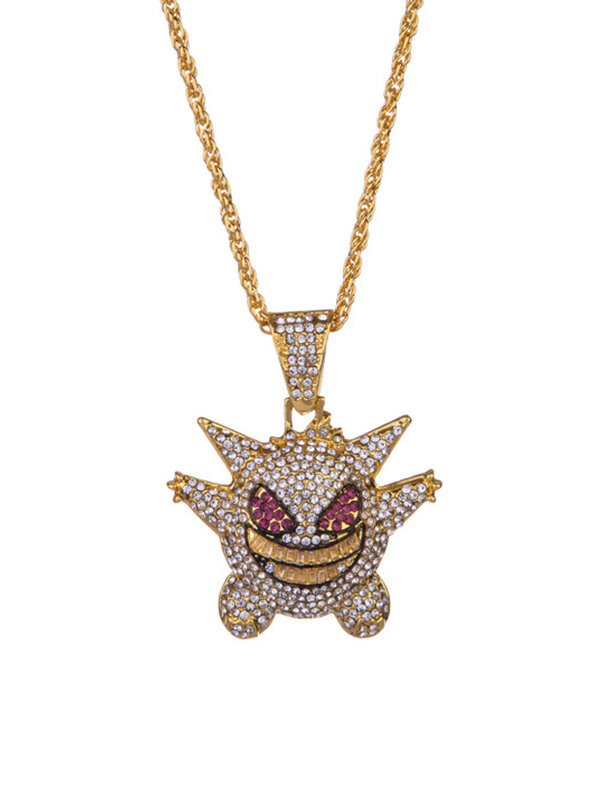 Collier avec pendentif Pokemon japonais, style Punk hip hop, pour homme et femme, Gengar, cristal, strass, jouet, bijoux, cadeau, décoration, nouveauté