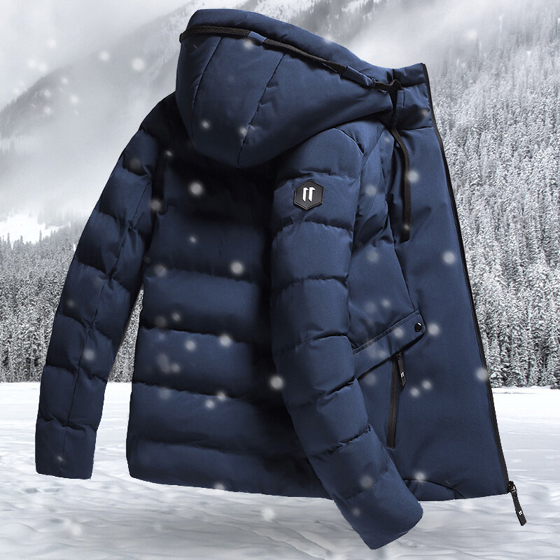Mens Jacket Hooded Casual Rits Streetwear Effen Blauw Grijs Zwart Parka Man Fashion Brand Design Windjack Parka Oversize