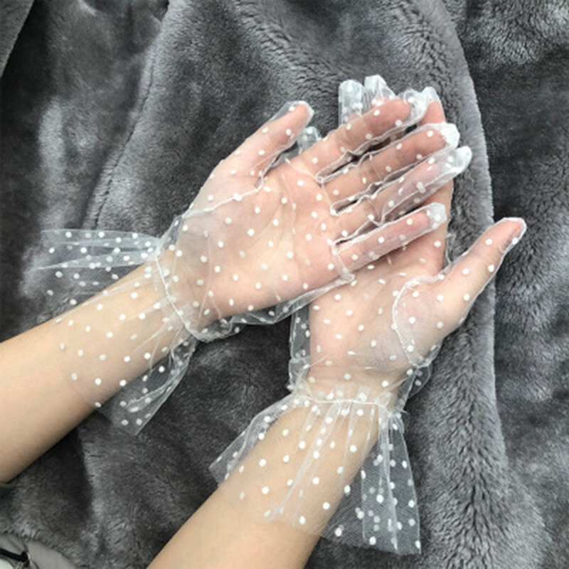 Guanti da sposa in pizzo guanti da donna in maglia bianca e nera monostrato in pizzo 2020 nuovi guanti intrecciati maculati bianchi e neri