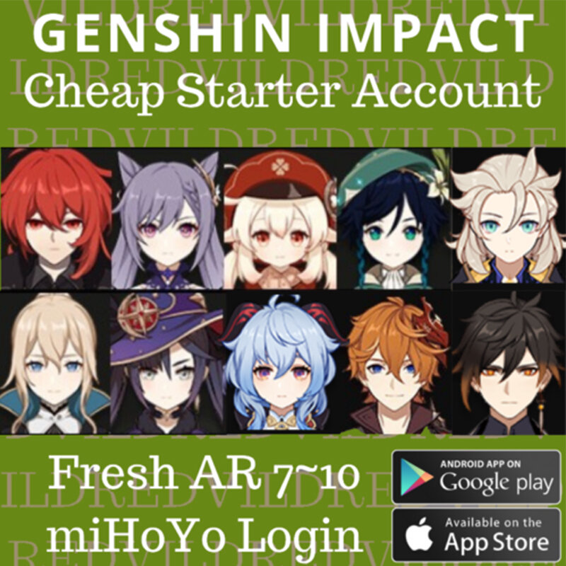 America/europa Genshin Impact Account Single Dual 5 Star Star ter Account Keqing Diluc QiQi Venti Mona Zhongli Hutao Xiao AR 5-10