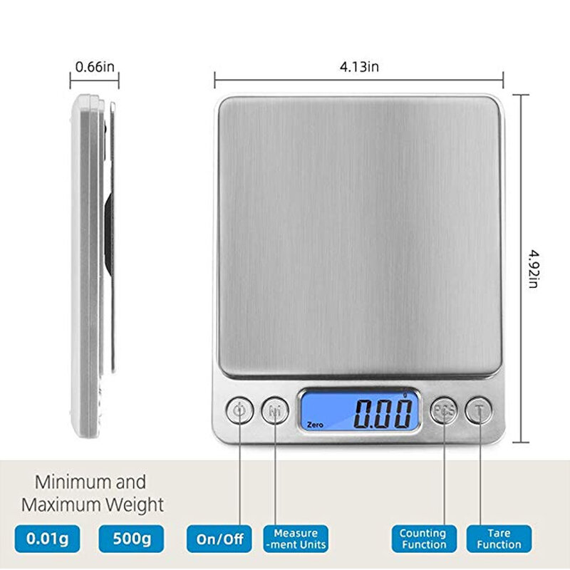 Balances numériques LCD de précision 0.01g/0.1g, Mini balances électroniques en grammes pour la cuisson du thé, 500g/3000g