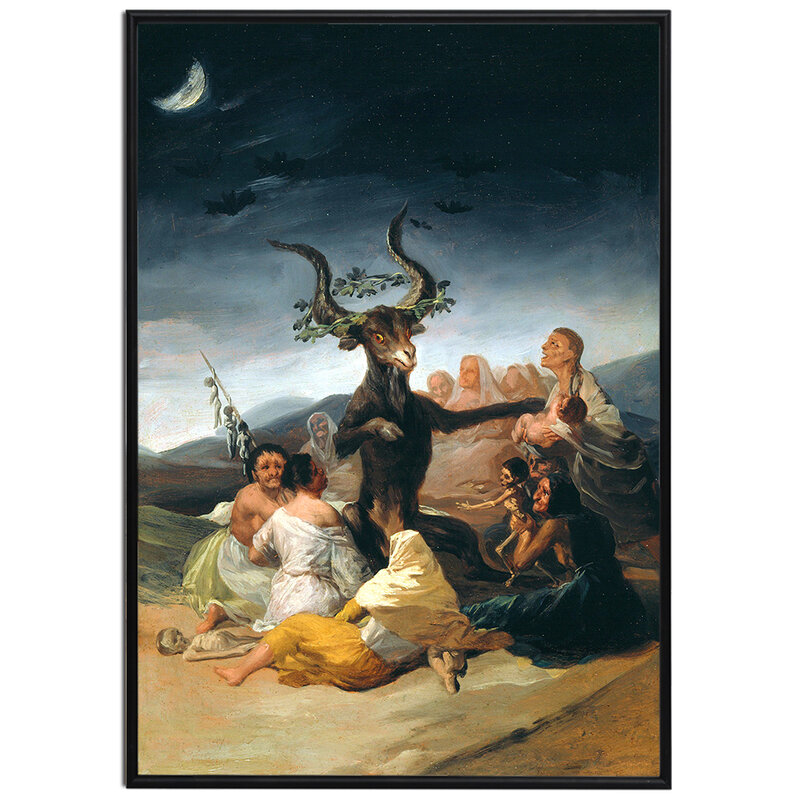 Strega Sabbath Francisco Goya Poster Vintage pittura antica immagine di arte della parete diavolo satana cornuto capra stampa su tela decorazione
