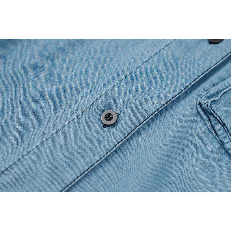 Vintage Denim Shirts Frauen 2021 Sommer Mode Koreanische Beiläufige Lose Kurzarm Revers Strickjacke Blau Taste Tasche Bluse Top