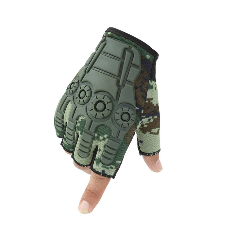 Luva tática militar do exército para meio dedo, proteção para airsoft, bicicleta, tiro, dirigir, camuflagem masculina