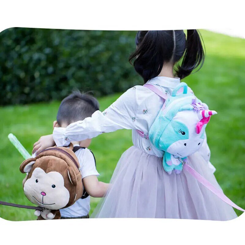 Anti-lost Children Backpack Cute Cartoon Animal Plush Backpack With 100cm Traction Rope Infant Baby Safety Harness Walker Strap