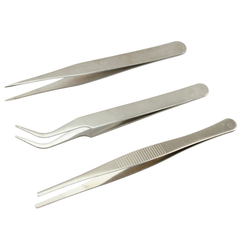 Conjunto de ferramenta de precisão para reparo, conjunto de pinças multifuncionais de aço inoxidável prateado seguro para reparo e manutenção