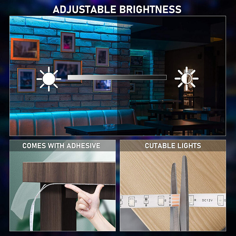 Tira de luces LED RGB 5050 Flexible con Control remoto por infrarrojos, cinta luminosa con Bluetooth, WiFi, para decoración de dormitorio y pasillo