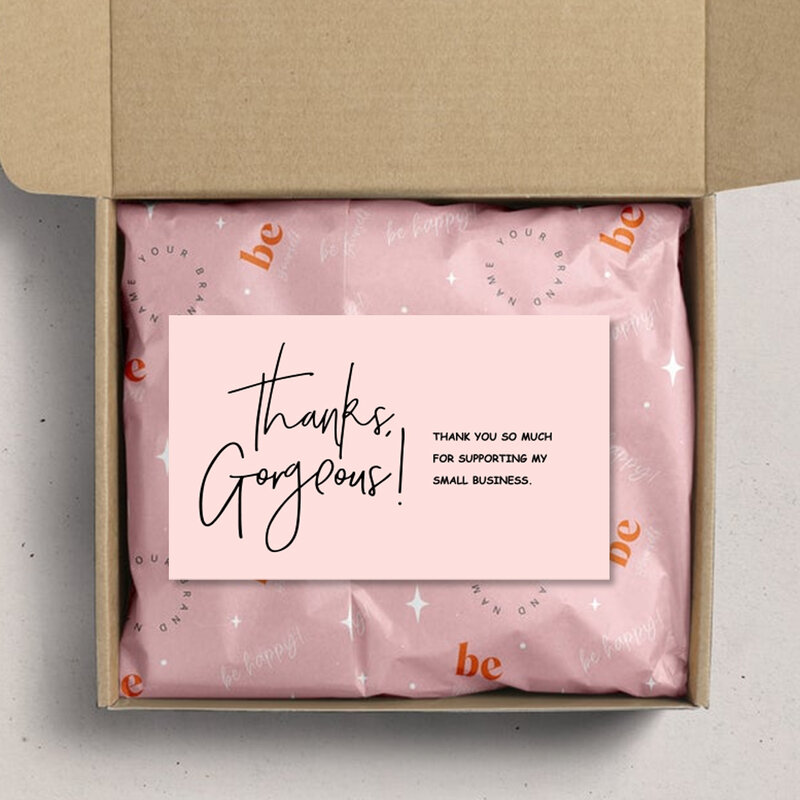 30 sztuk/paczka różowa karta z podziękowaniami za wspieranie dekoracji pakietu biznesowego "wspaniałe dzięki" wizytówki ręcznie robione z miłością