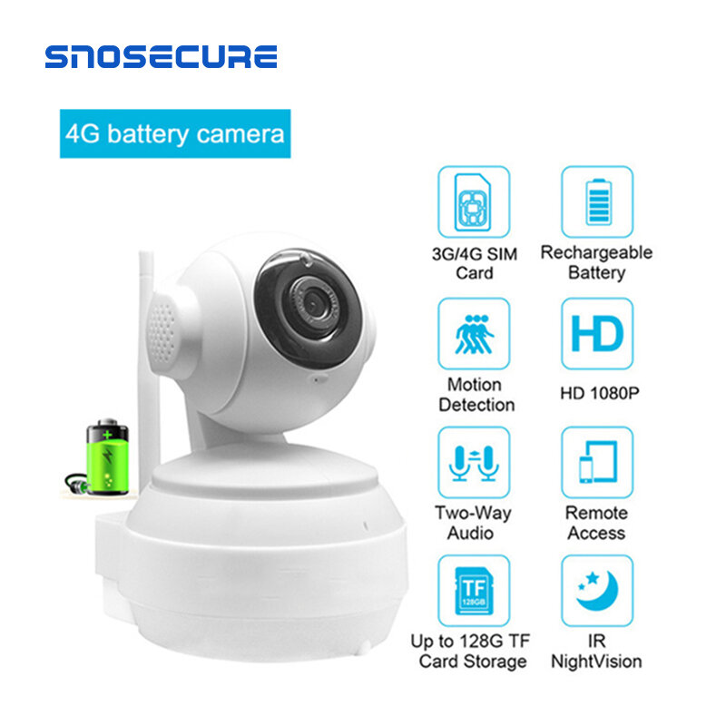 SNOSECURE HD1080P 3G 4G SIM Card Wi-Fi Wireless Indoor Baby CCTV Security GSM Dome LTE Network Camera Night-Vision