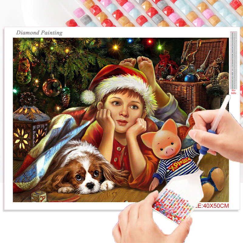 DIY Lukisan Berlian Natal Santa Klaus Kruistik Hewan Berlian Bordir Gambar Berlian Imitasi Mosaik Hadiah Navidad Cuadros