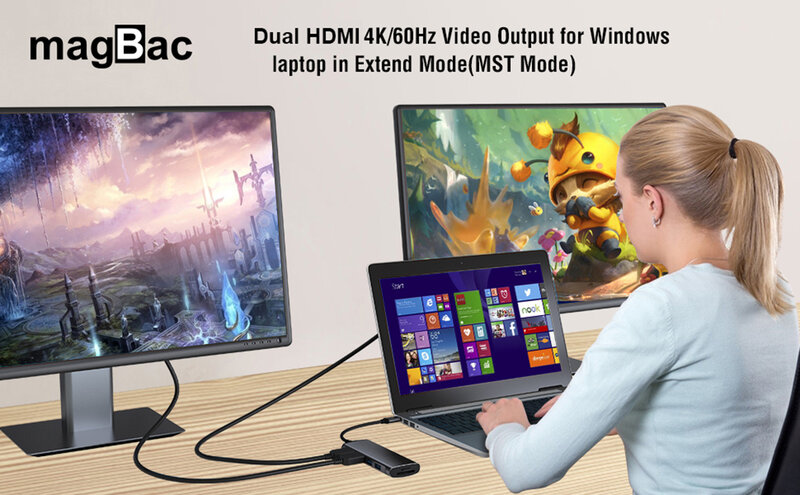 USB 허브 듀얼 모니터 PC 액세서리 Macbook Air M1 용 노트북 도킹 스테이션 USB C HDMI C05 허브 유형 C 2 * HDMI 8K/60HZ USB C 허브