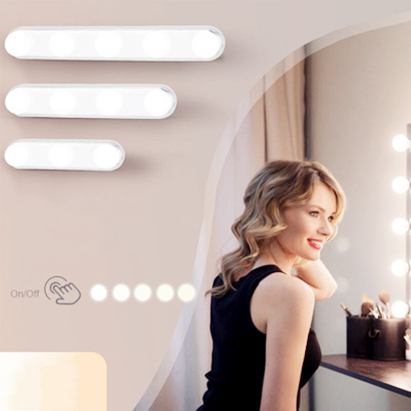 6V LED do makijażu lampa lustrzana wypełnij światło cztery żarówki lustro kosmetyczne regulowana luminancja dla wszystkich ładnych dam makijaż Dorpshipping