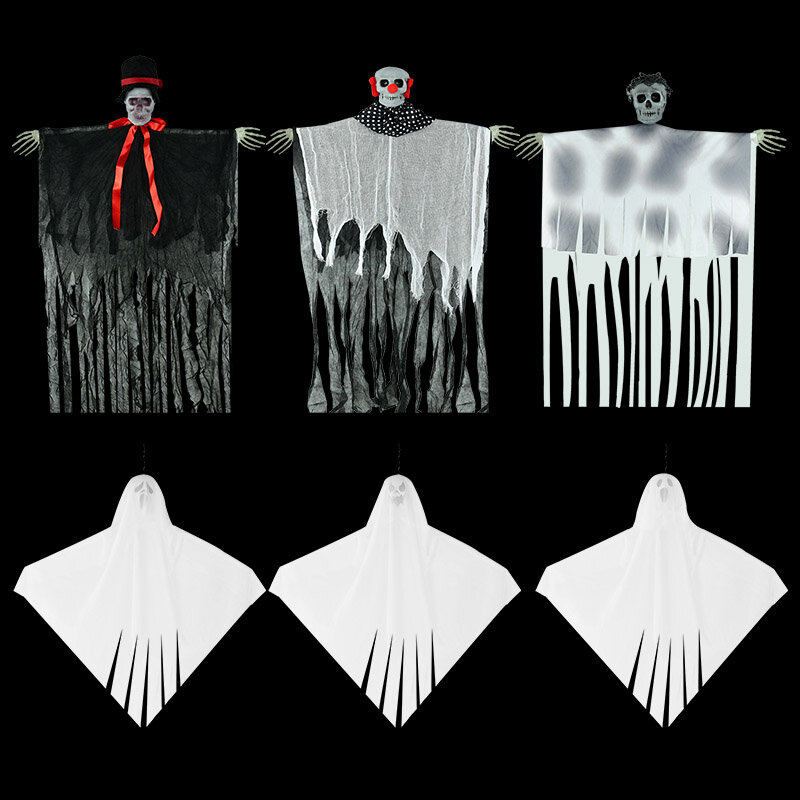 1Pc Halloween White Ghost Skelet Hanger Eenvoudige Diy Spoken Plafond Opknoping Decoratie Happy Halloween Horror Arrangement Props