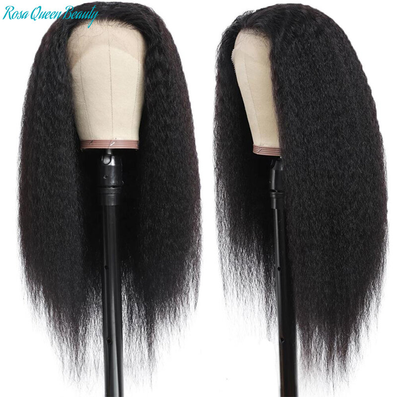 Wig Depan Berenda 13X4 Lurus Keriting Brasil untuk Wanita 4X4 Wig Rambut Manusia dengan Penutup Renda Wig Lurus Remy Yaki
