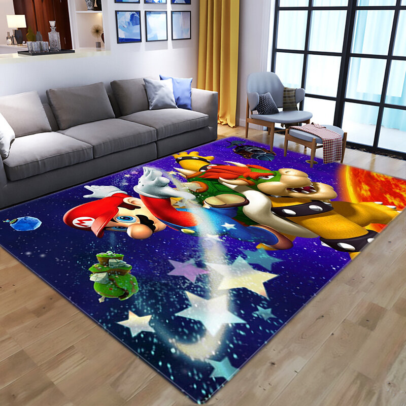 Ковер Super Mario, квадратный нескользящий напольный коврик, 3D ковер, нескользящий коврик для столовой, гостиной, мягкий ковер для спальни, стиль ...