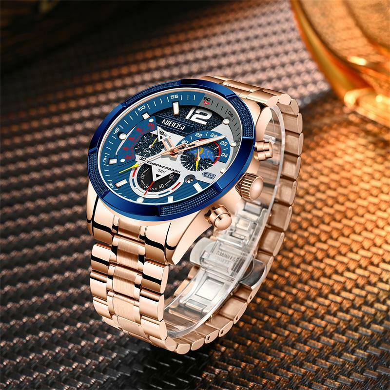 Nibosi relógio de quartzo luminoso masculino, relógio de pulso impermeável de negócios, relógio esportivo com seis ponteiros para homens sucesso, 2021 junho, novo
