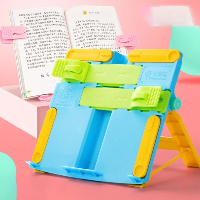 Adjustable Kids Children Reading Shelf Holder Portable Folding Book Stand Support Desk Organizer for Office School Supplies 