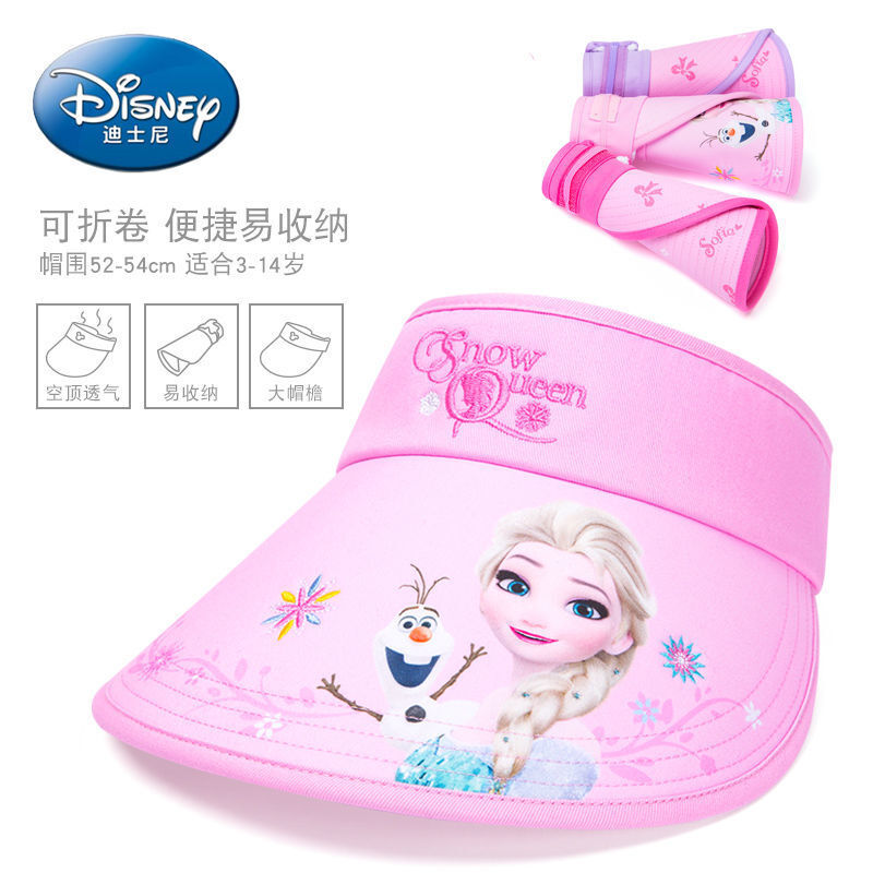 Disney Cartoon Sun Hat Ice Princess Cartoon Girls Children Hat New Female 2021 Summer Sun Hat