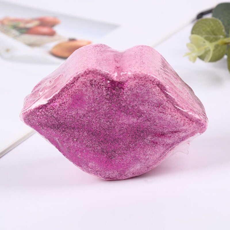 Lip Bubble Bath Bomb Natural Fizzy for Women Releases Color, Scent, and Bubbles