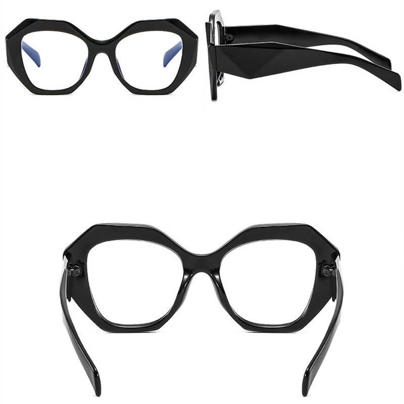 안티 블루 라이트 여성을위한 새로운 캔디 컬러 다각형 스퀘어 안경 빈티지 새로운 패션 플라스틱 지우기 컴퓨터 안경 프레임