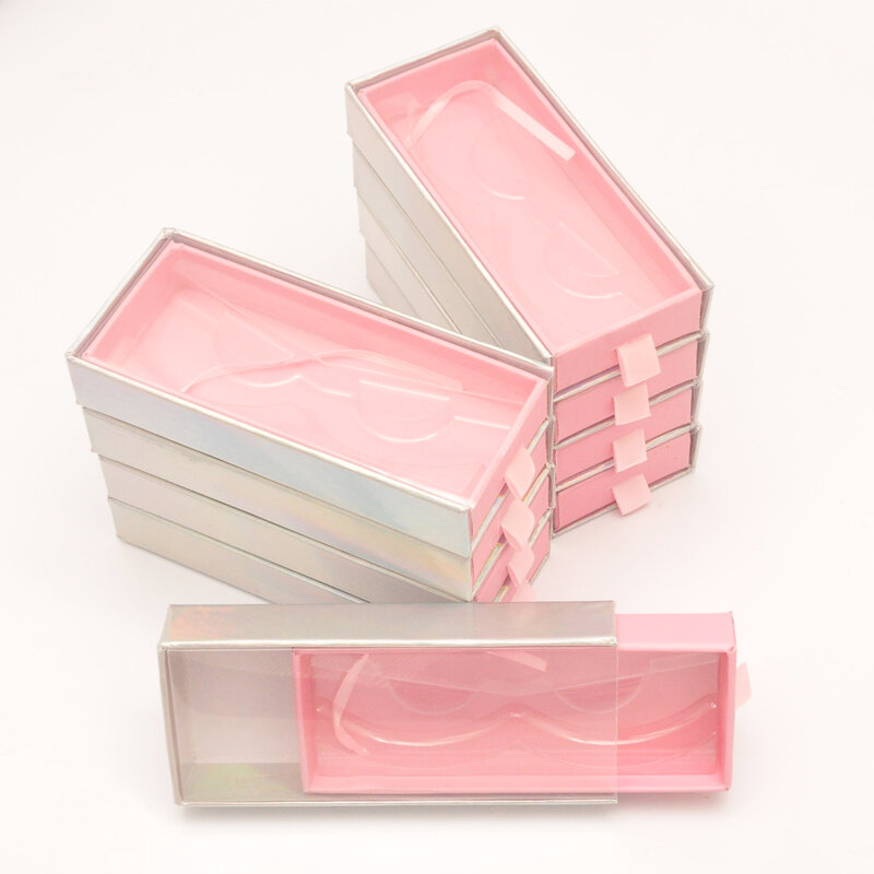 Caixa personalizada para cílios postiços, caixa rosa luxuosa para embalar cílios com bandeja e gaveta atacado