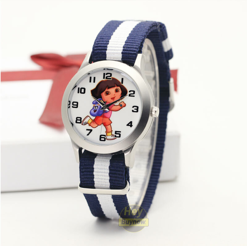 3D 만화 캔버스 스트랩 어린이 시계 패션 귀여운 만화 소녀 사랑 석영 방수 시계 크리스마스 선물 소년 시계