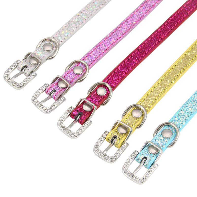 Hund Kristall Halsbänder Ring Haustier Versorgung Neck Strap Pailletten Reflektieren Licht Katze Kragen Strass Einstellbare Sicherheits Schnalle Kragen