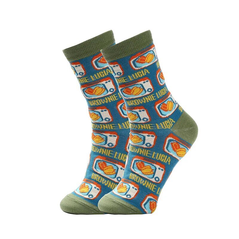 Модные забавные мужские носки в стиле хип-хоп Harajuku Kawaii Мультяшные хлопковые носки фрукты животные пиво еда счастливые Повседневные Носки П...