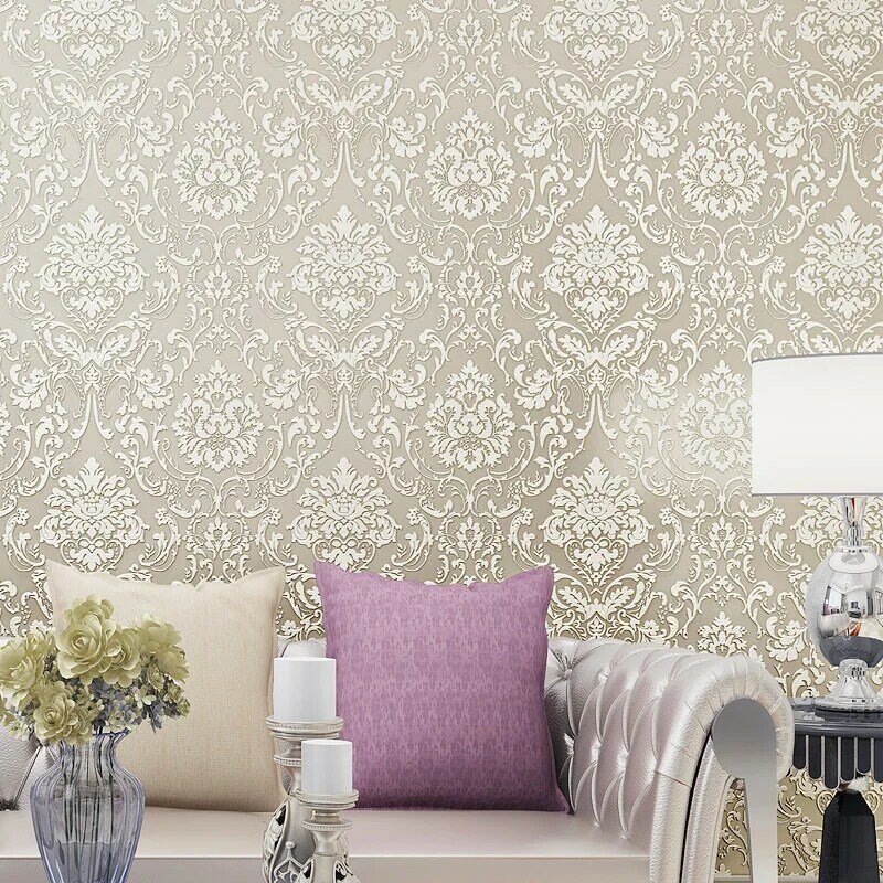 Papel tapiz de Damasco autoadhesivo para decoración del hogar, papel tapiz de 3x0,53 m para sala de estar, dormitorio, pared de fondo, nuevo clic