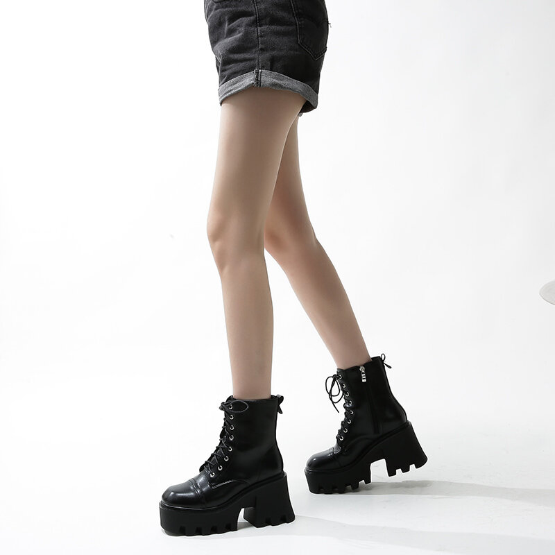 Botas de estilo Martin para mujer, botines femeninos de suela gruesa con tacón alto, estilo mott punk, otoño e invierno, 2021