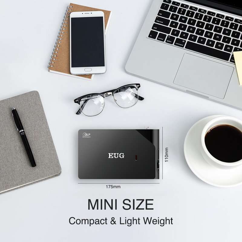 EUG-miniproyector portátil para cine en casa, dispositivo de proyección LED recargable, inalámbrico, Airplay, compatible con ver películas en 3D