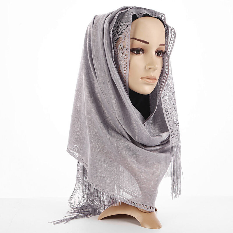ホットな新ヒジャーブ1pcショールレディースロングボイルヘッドショールリネン薄型暖かい冬ショール女性スカーフソフトイスラム教徒イスラムタッセルhijabs