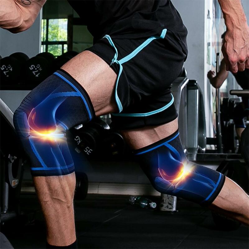 膝パッドは関節炎スポーツプロテクターのための膝ブレースをサポートしますフィットネスバスケットボールパワーリフティングワークアウトのための関節弾性包帯