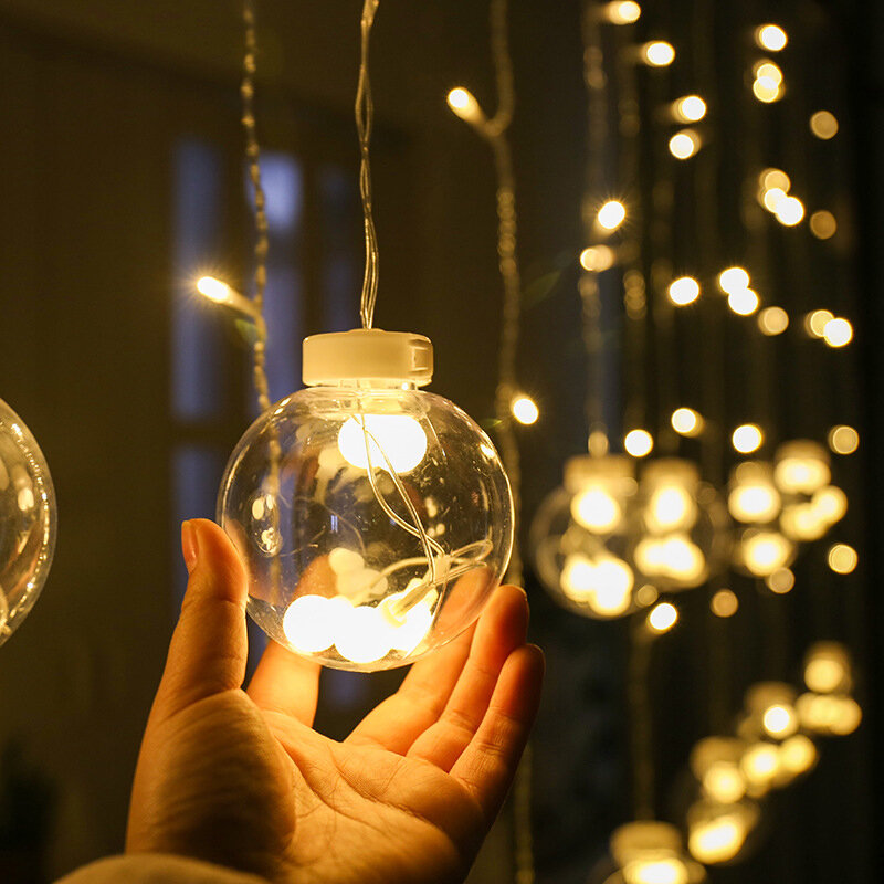 Cordão de luz led para decoração, guirlanda externa com bola de desejos, lâmpada, novidade, luzes de fadas, decoração do quarto