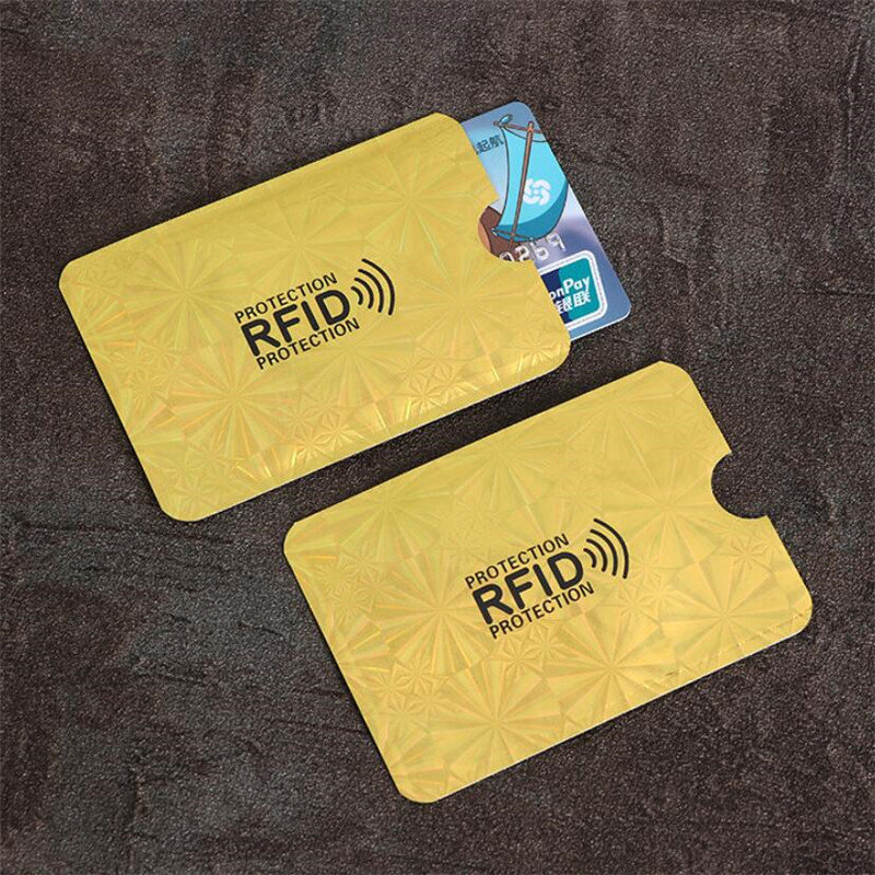 5pcs Anti Rfid Wallet Blocking Reader Lock Bank Card Holder Id Bank Card Case Protection Metal Credit Card Holder Aluminium