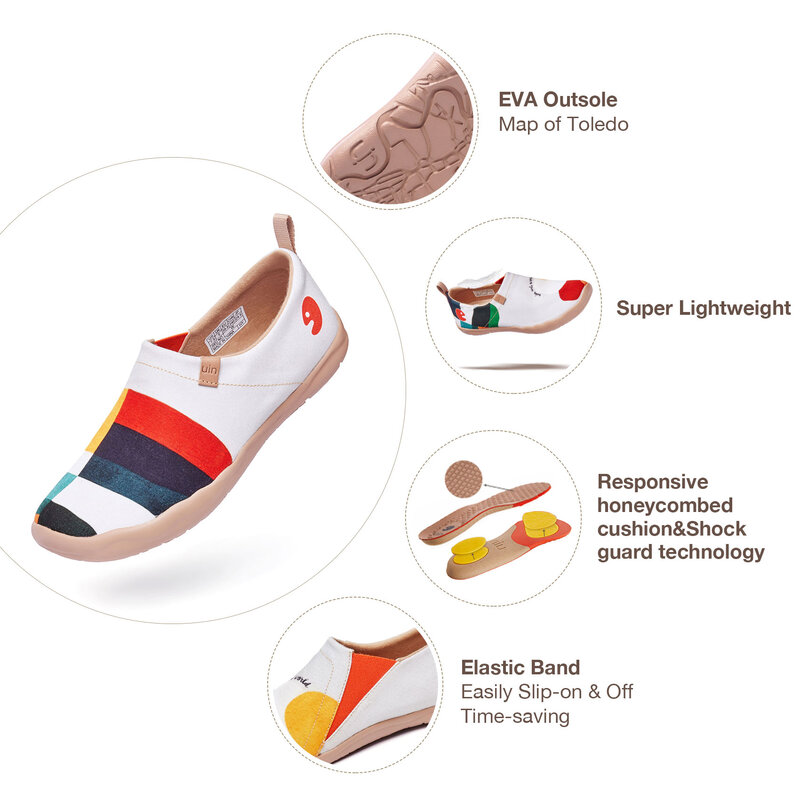 UIN-Zapatillas planas ligeras de lona para mujer, zapatos de viaje pintados de arte para caminar informal, geométricos