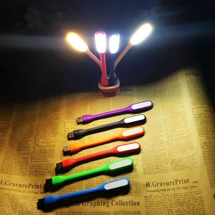 Flexo-Lámpara LED USB para libros, miniluz portátil USB, Banco de energía, portátil, para lectura, escritorio, luces nocturnas