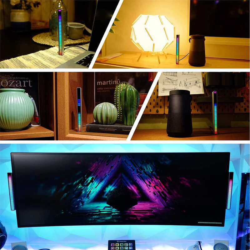 Креативная Светодиодная лента RGB с музыкальным управлением, светодиодный уровень светильник световая полоса, новинка, ритмная лампа, насто...