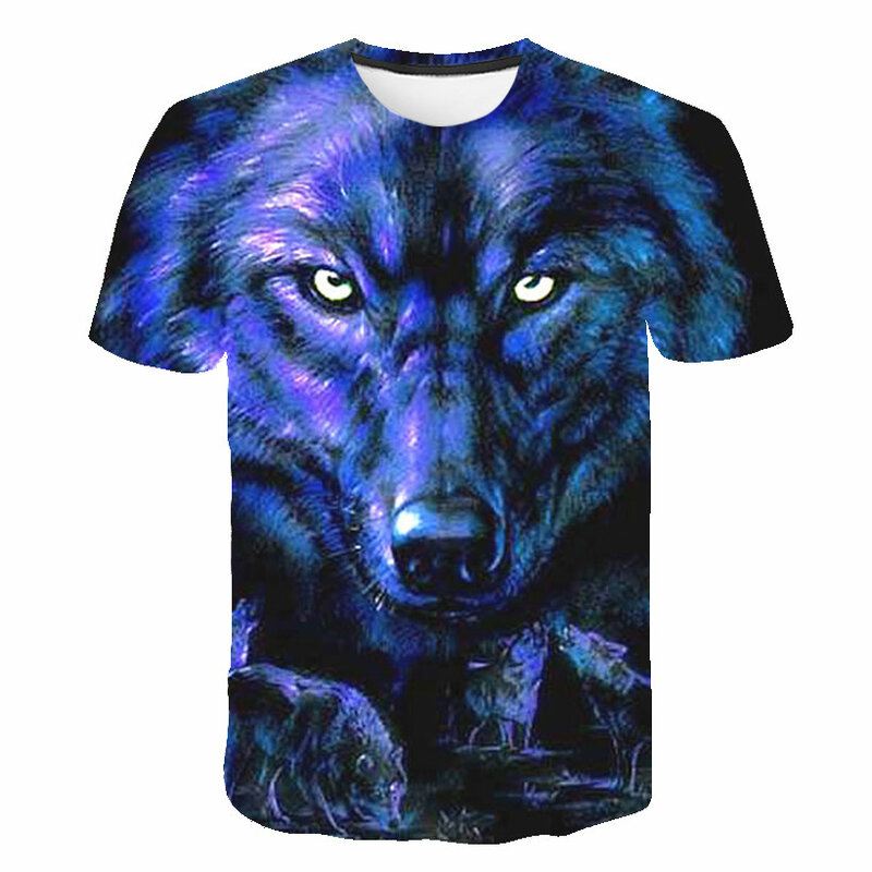 2021 verão nova série lobo impressão 3d camiseta S-6XL mais tamanho o-pescoço manga curta camiseta moda masculina casual topos t