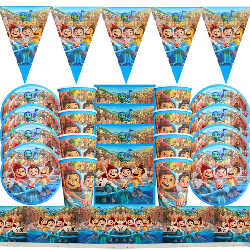 Disney pixar luca temático decorações de festa de aniversário papel alberto mar monstro copos descartáveis conjunto de utensílios de mesa do chuveiro do bebê suprimentos