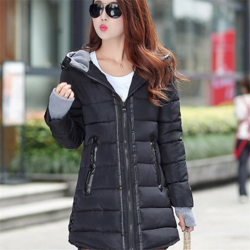2021 Musim Gugur Musim Dingin Wanita Gaya Korea Baru Ramping Hangat Kasual Bertudung Jaket Pakaian