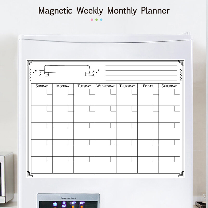 Magnetic Weekly Monthly Refrigerator Magnets Plan Calendar Wall Sticker Erasable Whiteboard Marker Whiteboard Memo Drawing Board