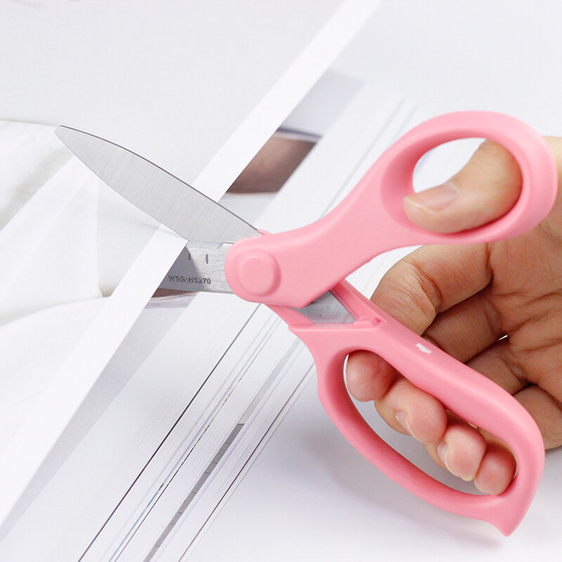 KOKUYO lewy lub praworęczny Design dzieci DIY Student nożyczki WSG-HS27 standardowe narzędzia tnące do papieru bezpieczny kąt płaski ostrze