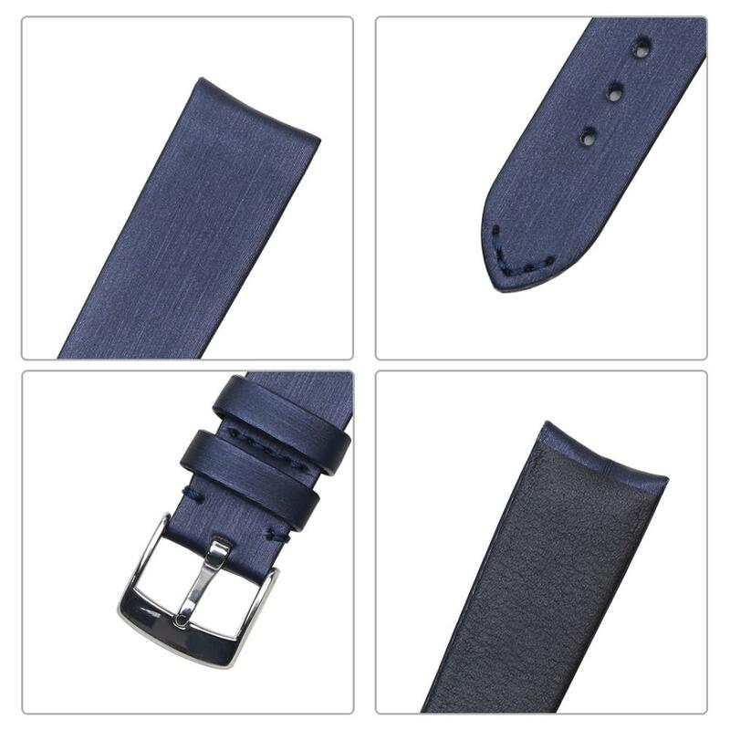 Pulseira de couro genuíno para relógio de bezerro, cinta de seda com fio para homens, compatível com aquecedores da lateral 81530/81590