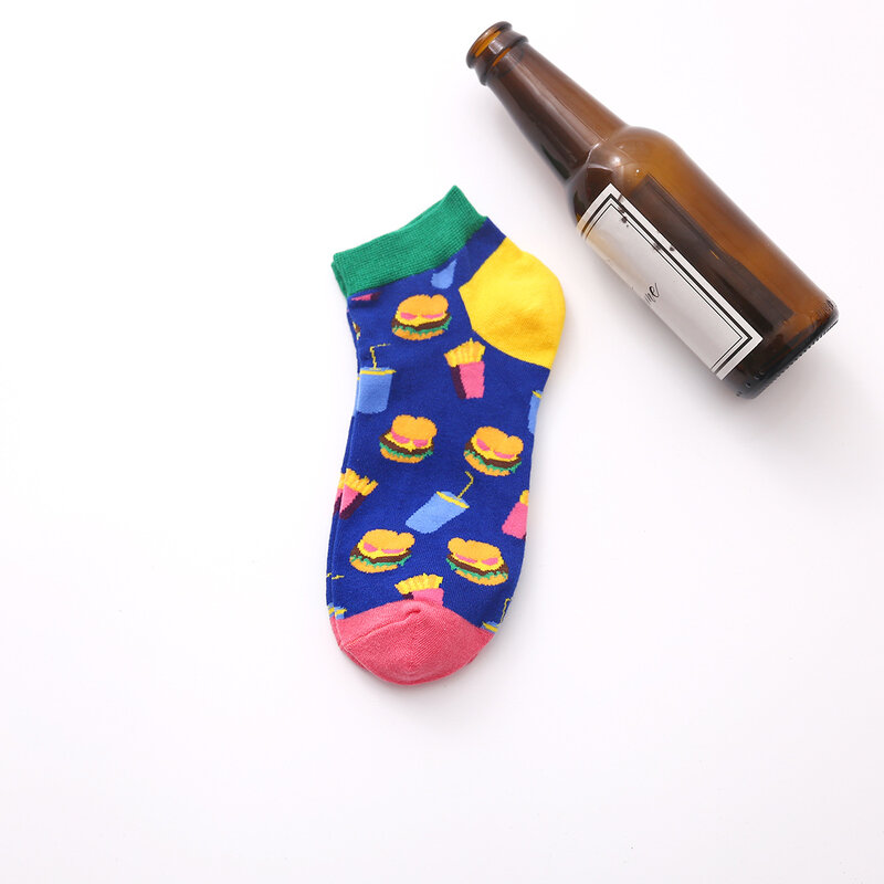 4 Pairs/4 Farben Frühling und Sommer Neue männer und Frauen der Japanischen Boot Socken Flut Marke Cartoon obst Lebensmittel Farbe Socken Neuheit